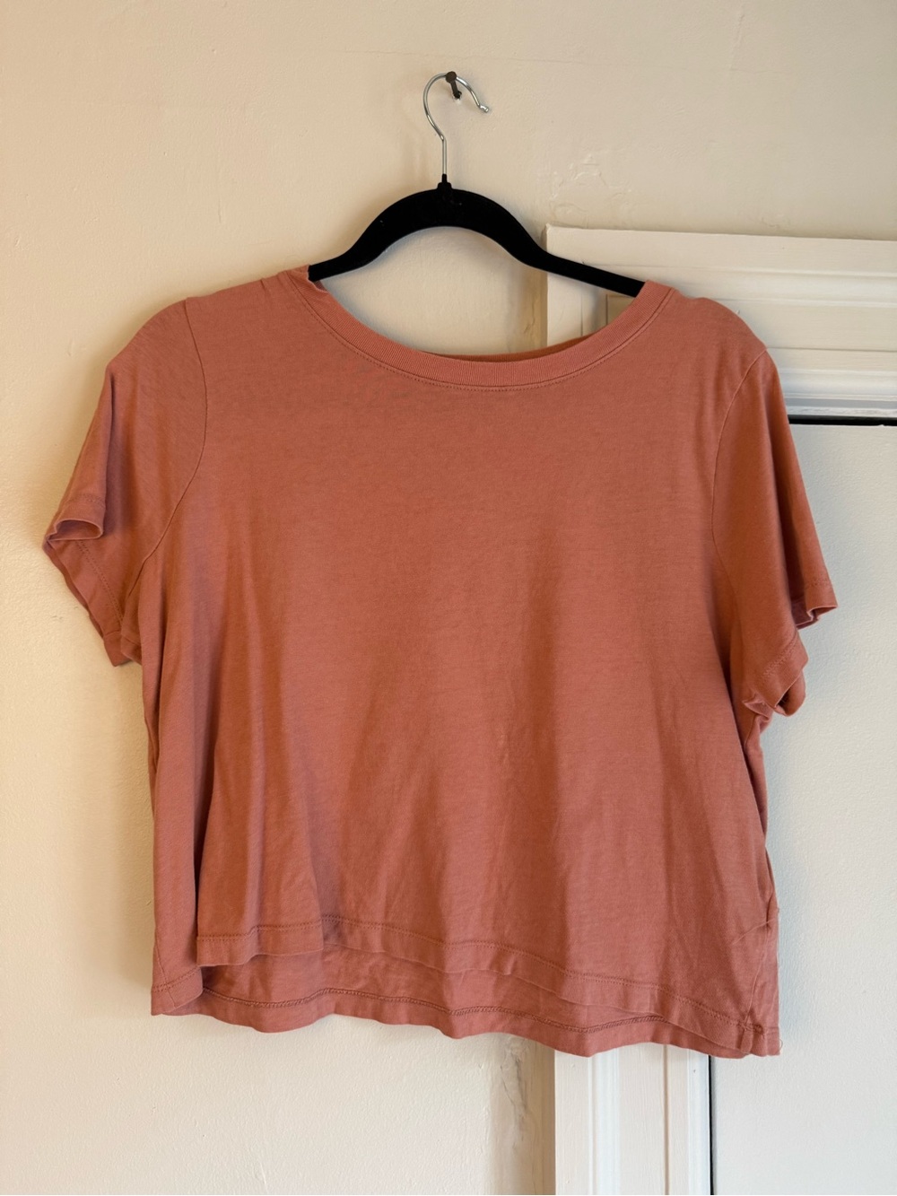 Madewell Short-Sleeve Boxy Crop Tee in Dusty Rose